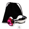 Plug de Metal G Com Pedra Formato de Coração VP (PL009G) - Pedra Pink