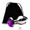 Plug de Metal G Com Pedra Formato de Coração VP (PL009G) - Pedra Roxa