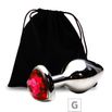 Plug de Metal G Com Pedra Formato de Coração VP (PL009G) - Pedra Vermelha