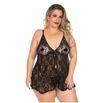 *Camisola Renda Aberta Plus Size (PS2062) - Preto