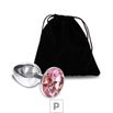 Plug de Metal P Cromado Com Strass 6cm SI (5845) - Pedra Rosa