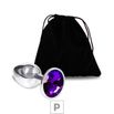 Plug de Metal P Cromado Com Strass 6cm SI (5845) - Pedra Roxa