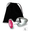 Plug de Metal G Cromado Com Strass 8cm SI (5847) - Pedra Pink