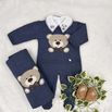 Saída De Maternidade Urso Azul Jeans