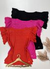Blusa de Linha Manga Babado Preto 