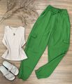 Calça Jogger Cargo Crepe Duna Verde