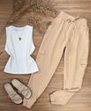 Calça Jogger Cargo Crepe Duna Nude 