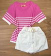 Blusa Com Detalhes em Listras 