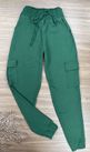 Calça Jogger Cargo Crepe Duna Verde Escura