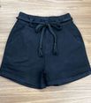 Short Sarja Cinto Trançado Preto