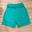 Short Sarja Cenoura Cinto Trançando Corrente Verde Água 