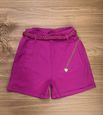 Short Sarja Cenoura Cinto Trançando Corrente Fucsia 