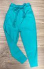Calça Cenoura com Cinto Trançado Verde Água