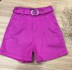 Short Sarja Cenoura Cinto Fivela Fucsia