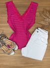 Blusa Regata Strass e Renda Pink