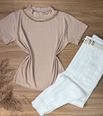 Blusa Manga Curta Gola Alta Nude