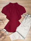 Blusa Manga Curta Crepe Cereja 
