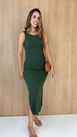 Vestido Mid Canelado Verde Militar