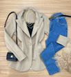 Blazer Alongado Alfaiataria Bege