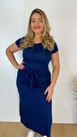 Vestido Malha com Amarração Azul Marinho