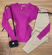 Blusa Tricô Sueter Fucsia Gola V 