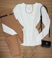 Blusa Tricô Sueter Branco Gola V 
