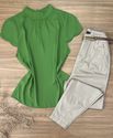 Blusa Manga Curta Crepe Verde