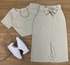 Conjunto Linho Saia Midi Cru