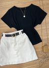 Blusa Canelada Max Croped Com Manga Preta