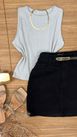 Blusa Canelada Max Croped Regata Cinza Claro