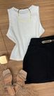 Blusa Canelada Max Croped Regata Branca