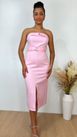 Vestido Tomara que Caia Midi Alfaiataria Rosa com Cinto