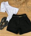 Short Alfaiataria Com Cinto Preto