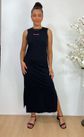 Vestido T-shirt Regata Midi Preto 