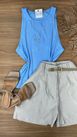 Blusa Regata Canelada Azul