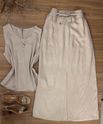 Conjunto Saia Midi Bege