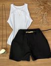 Short Alfaiataria Com Cinto Preto