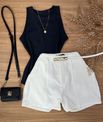 Short Alfaiataria Com Cinto Branco