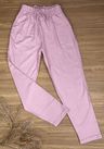 Calça Reta Em Linho Rosa