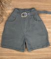 Short Sarja Cenoura Com Cinto Cinza