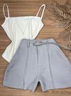 Short com Cinto Alfaiataria Cinza