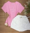 Blusa Tee Shirt Frase Rosa