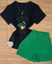 Blusa Tee Shirt Estampa Limão Preta