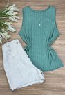 Blusa Canelada Regata Verde Claro
