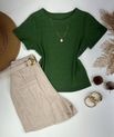 Blusa Canelada Max Croped Com Manga Verde