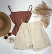 Short Alfaiataria Marrante Bege Claro