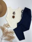Calça Jogger Linho Azul Marinho
