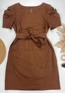 Vestido Curto Linho Marrom 