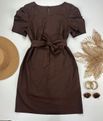 Vestido Curto Linho Marrom Escuro