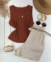 Blusa Canelada Max Croped Regata Terra Cota